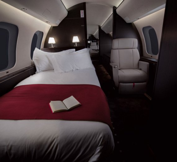 Luxury Jet Interior with a Bed